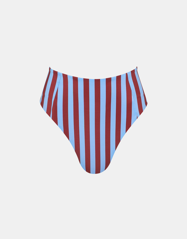 Sol Sana - Calypso High Rise Bikini Bottom Burgendy Stripe