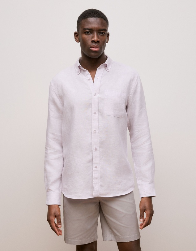 Trenery - Regular Fit Linen End On End Shirt in Orchid