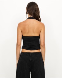 Dazie - Pearl Mesh Halter Top