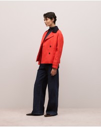 Trenery - Corduroy Collar Short Trench in Spice Red
