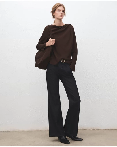 M.N.G - Draped Boat-Neck Blouse