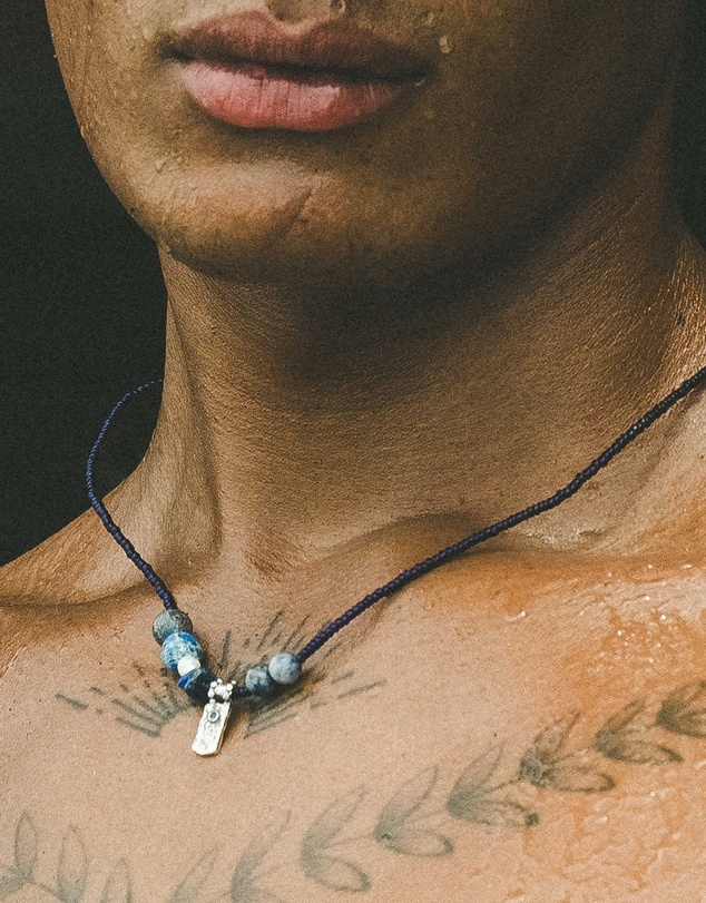 Haze & Glory - ICONIC EXCLUSIVE - Necklace Men Deep Blue Gemstone 925 Sterling Silver