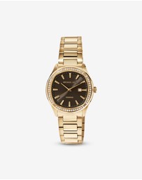 Michael Hill - Women's 0.40 Carat TW Diamond Bezel Watch in Gold Tone with Black Dial