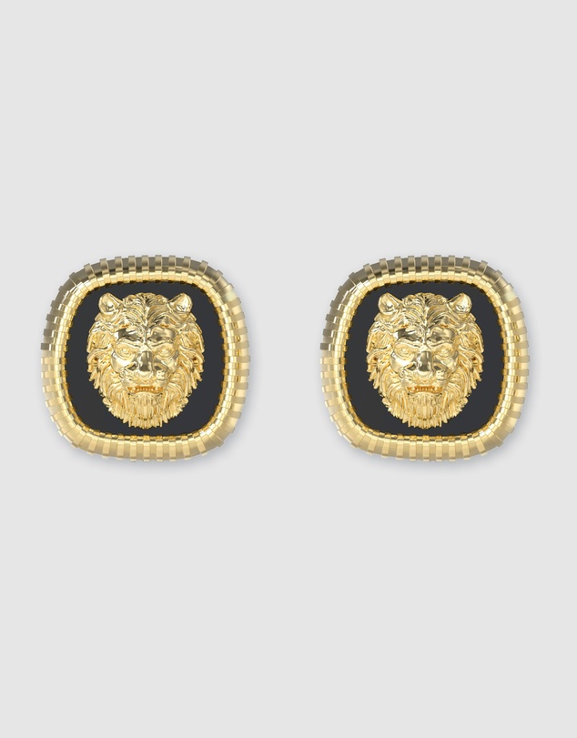 GUESS - Lion King Earrings - Gold Tone & Black