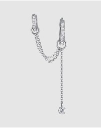 Elli Jewelry - Earrings Earcuff Single with Crystals 925 Sterling Silver