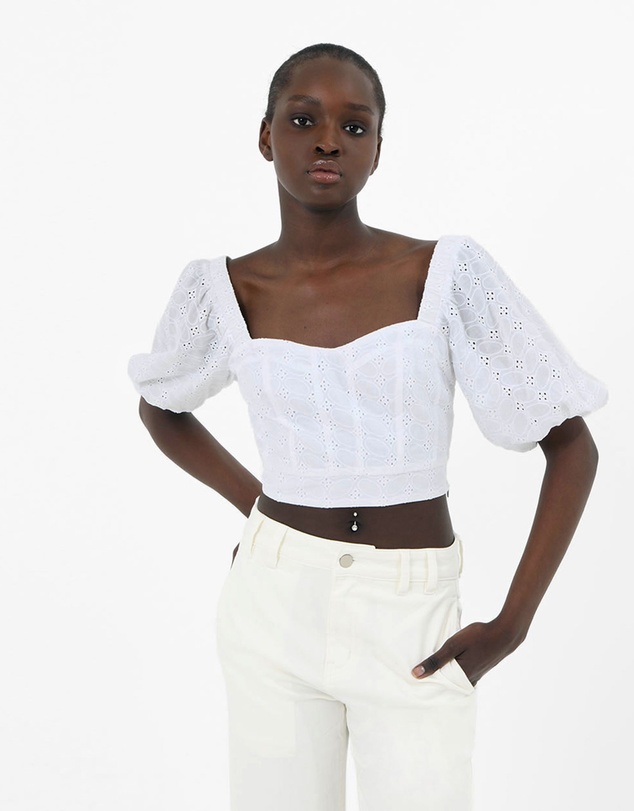 Forcast - Abella Broderie Crop Top