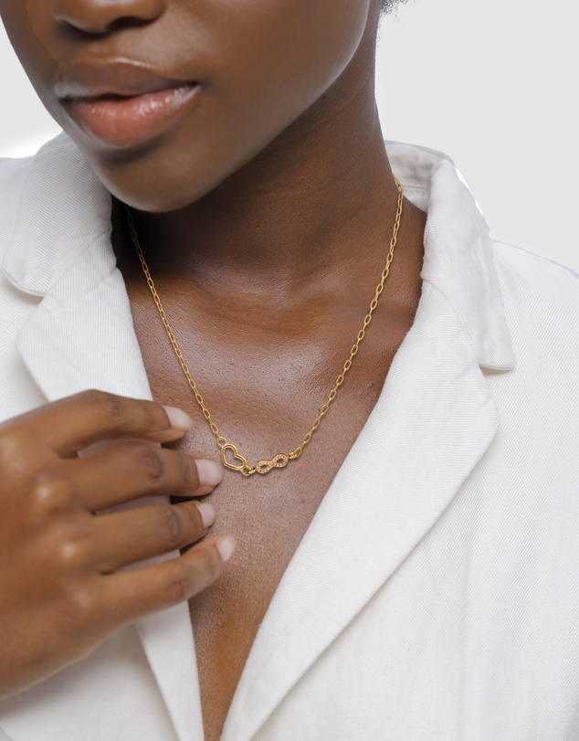 Elli Jewelry - Necklace Crystal Dainty Heart 925 Sterling Silver Gold-Plated