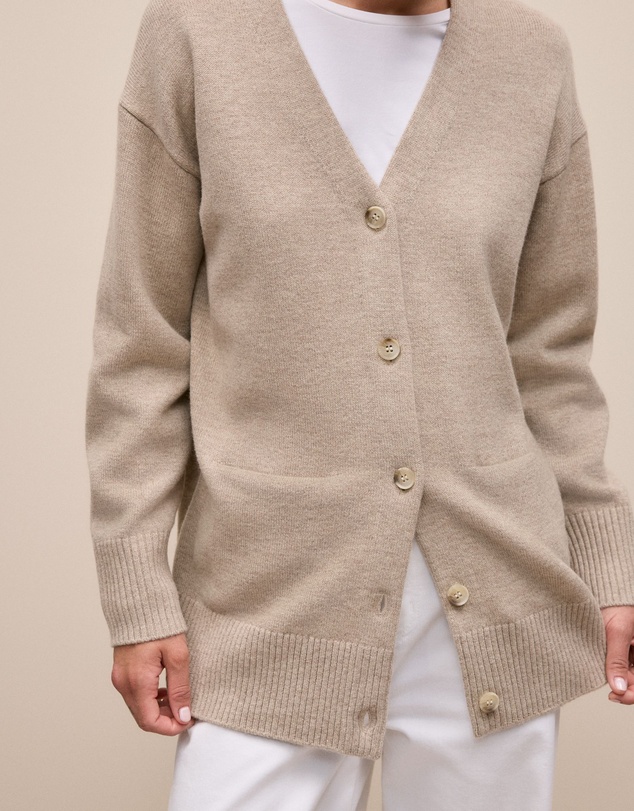 Trenery - Merino Relaxed Cardigan in Fawn