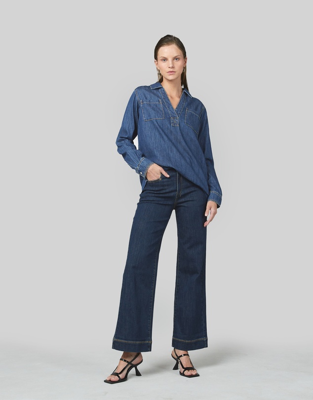 DRICOPER DENIM - Ash Denim Pop Over Shirt