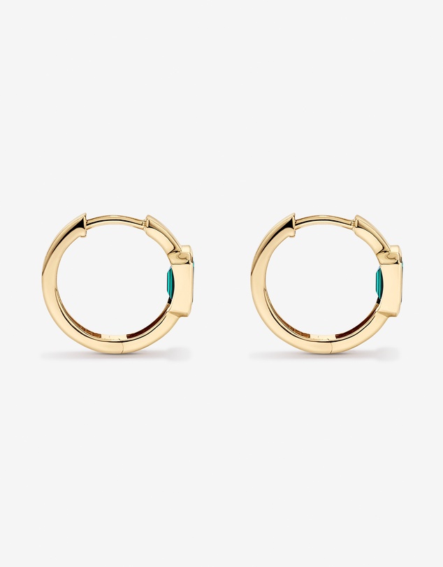 Michael Hill - Created Emerald Bezel Huggie Earrings in 10kt Yellow Gold