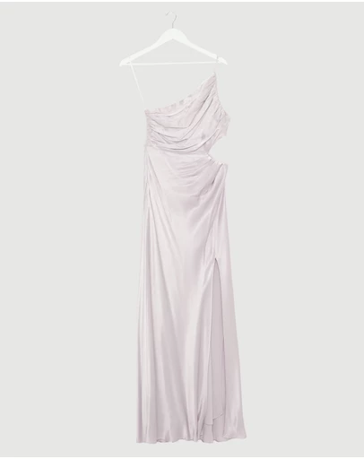 Revibe - Repaired Shona Joy La Lune Asymmetrical Gathered Maxi Dress - AU 8