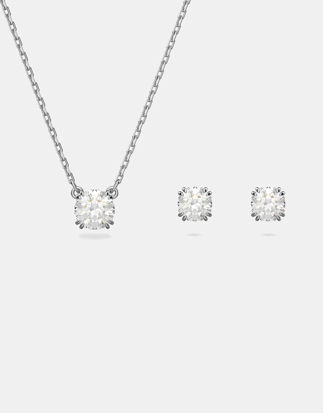 Swarovski - Stilla Set, Round Cut, White, Rhodium-Plated
