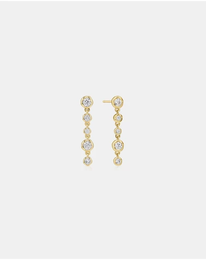 Ania Haie - Ania Haie Gold Molten Cascade Bezel-Set Drop Stud Earrings