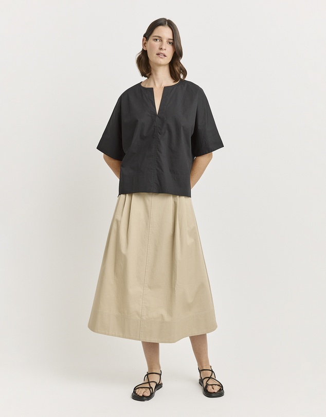 Toorallie - Poplin Split Neck Top