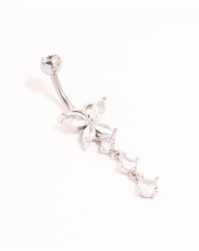 Lovisa - Surgical Steel Butterfly Cubic Zirconia Drop Belly Bar