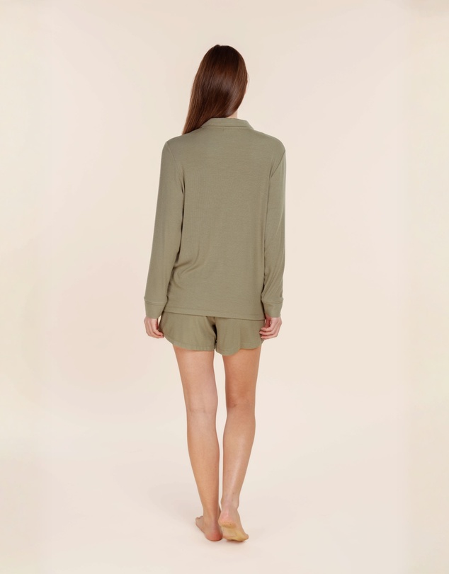 Gingerlilly - London Ribbed Long Sleeve Button Up Top