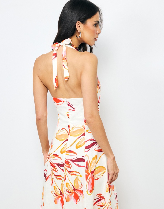AERE - Aureline Linen Halter Midi Dress
