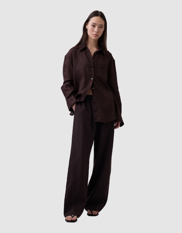 GAP - Linen-Blend Easy Wide-Leg Pants