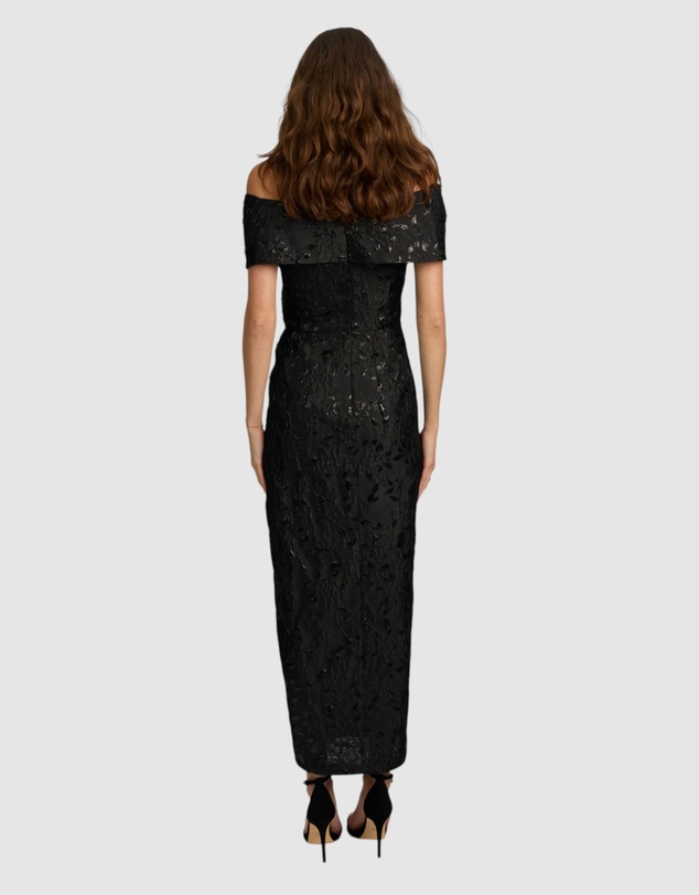 Romance by Honey and Beau - Crechia Jacquard Off Shoulder Dress