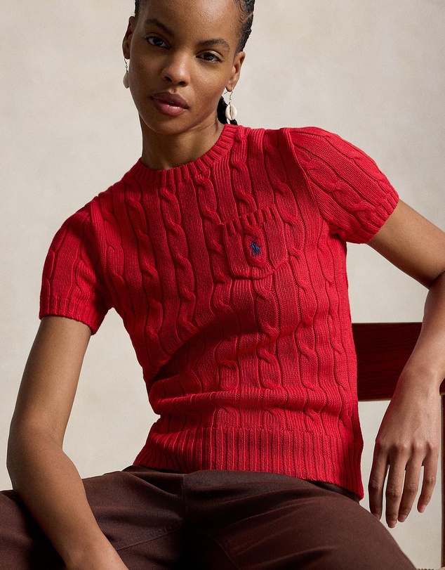 Polo Ralph Lauren - Cable-Knit Cotton Short-Sleeve Sweater - The ICONIC Exclusive