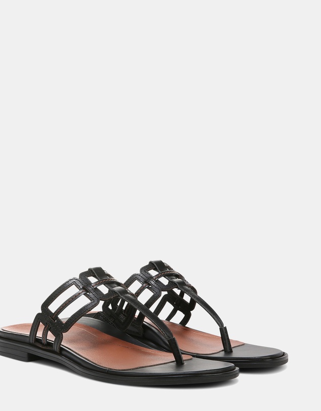 Vionic - Alvana Toe Post Sandal - Black Leather