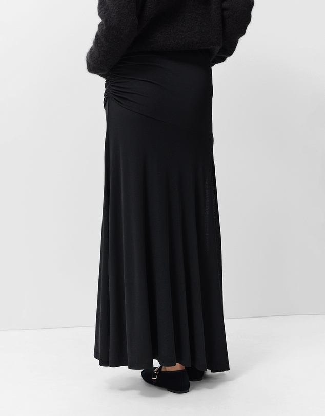 UNISON - Ruched Mesh Maxi Skirt
