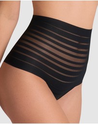 Leonisa - Sheer Stripe Tummy Compression High Waist Thong