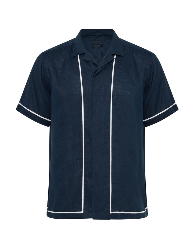 Oxford - Cooper Short Sleeve French Linen Piping Shirt