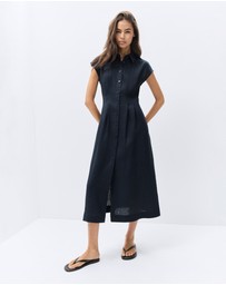 UNISON - Collared Linen Midi Dress