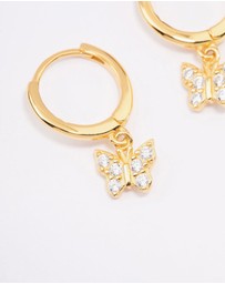 Lovisa - Gold Plated Sterling Silver Cubic Zirconia Butterfly Huggie Earrings