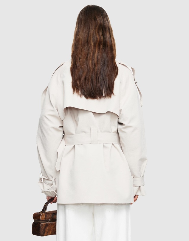 Lioness - Blanc Cropped Trench Coat - ICONIC EXCLUSIVE