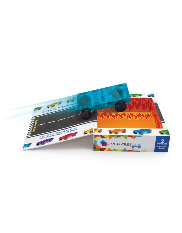 Magna-Tiles - MAGNA-TILES - Cars - 2 Piece Expansion Set - Blue & Orange