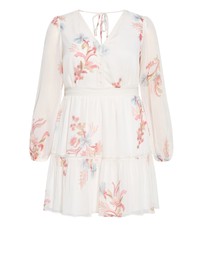 City Chic - Kiki Long Sleeve Print Mini Dress