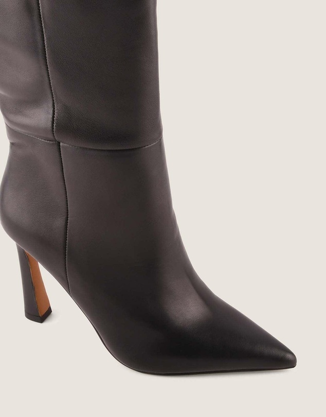 Shelly Shen - Lennon Heel Long Boots Black Leather
