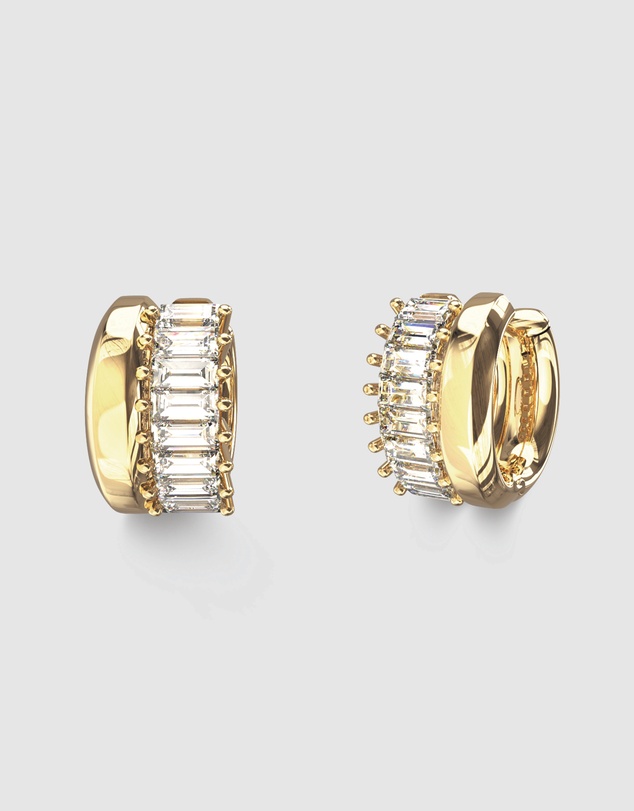 GUESS - GUESS Ladies Gold-Tone 12mm Baguettes Mini Hoops