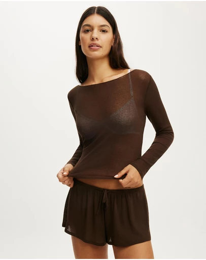 Cotton On Body - Sheer Long Sleeve Top