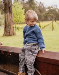 Fox & Finch - Washed Black Pull On Cargo Jeans 3-7 Yrs