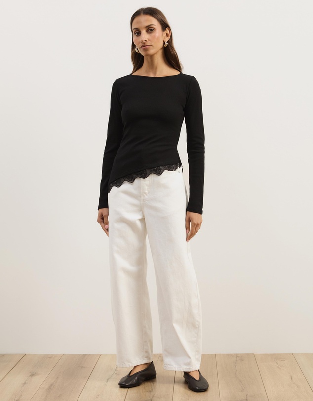 Atmos&Here - Sienna Lace Jersey Long Sleeve Top