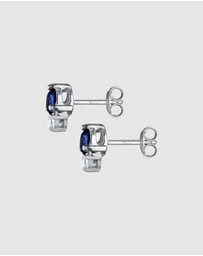 Elli Jewelry - Earrings Stud with Blue Synthetic Sapphire 925 Sterling Silver