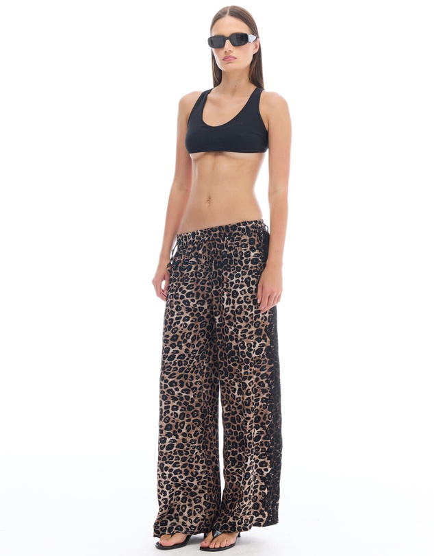 THE TALES - Animal Tuxedo Lace Wide Leg Pants