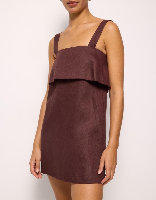 AERE - Nora Buckle Detail Linen Mini Dress