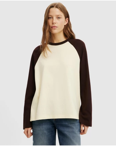 Cotton On - Boxy Raglan Long Sleeve Tee