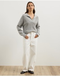 Atmos&Here - Natalie Oversized V-Neck Knit Jumper