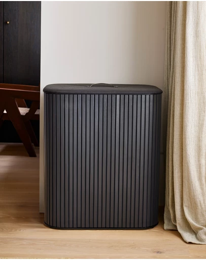Joseph Joseph - Tota Trio Luxe 90L Easy-empty Bamboo Laundry Basket (Carbon Black)