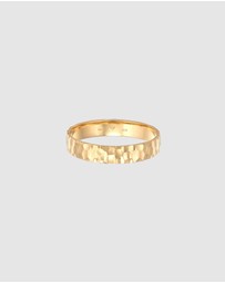Kuzzoi - ICONIC EXCLUSIVE - Ring Men Band Organic Textured in 925 Sterling Silver Gold Plated