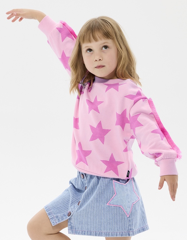 Rock Your Kid - Pink Star Funky Fringe Sweatshirt