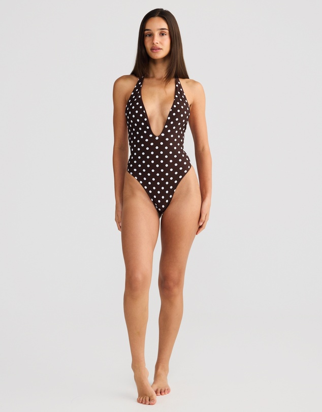 Vacay Swimwear - Vienna One Piece Chocolate Polka