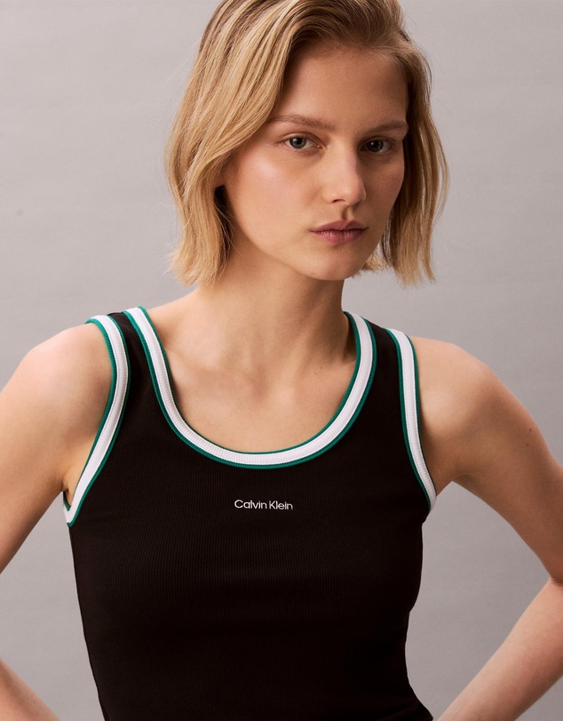 Calvin Klein Jeans - Contrast Trim Ribbed Logo Graphic Tank Top