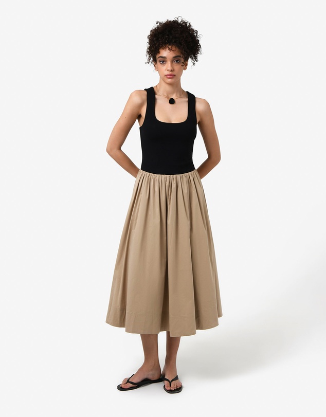 Forcast - Soho Knit & Poplin Midi Dress