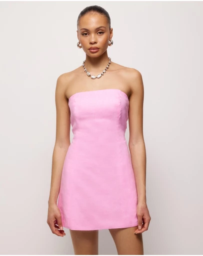 AERE - Fia Linen Strapless Mini Dress